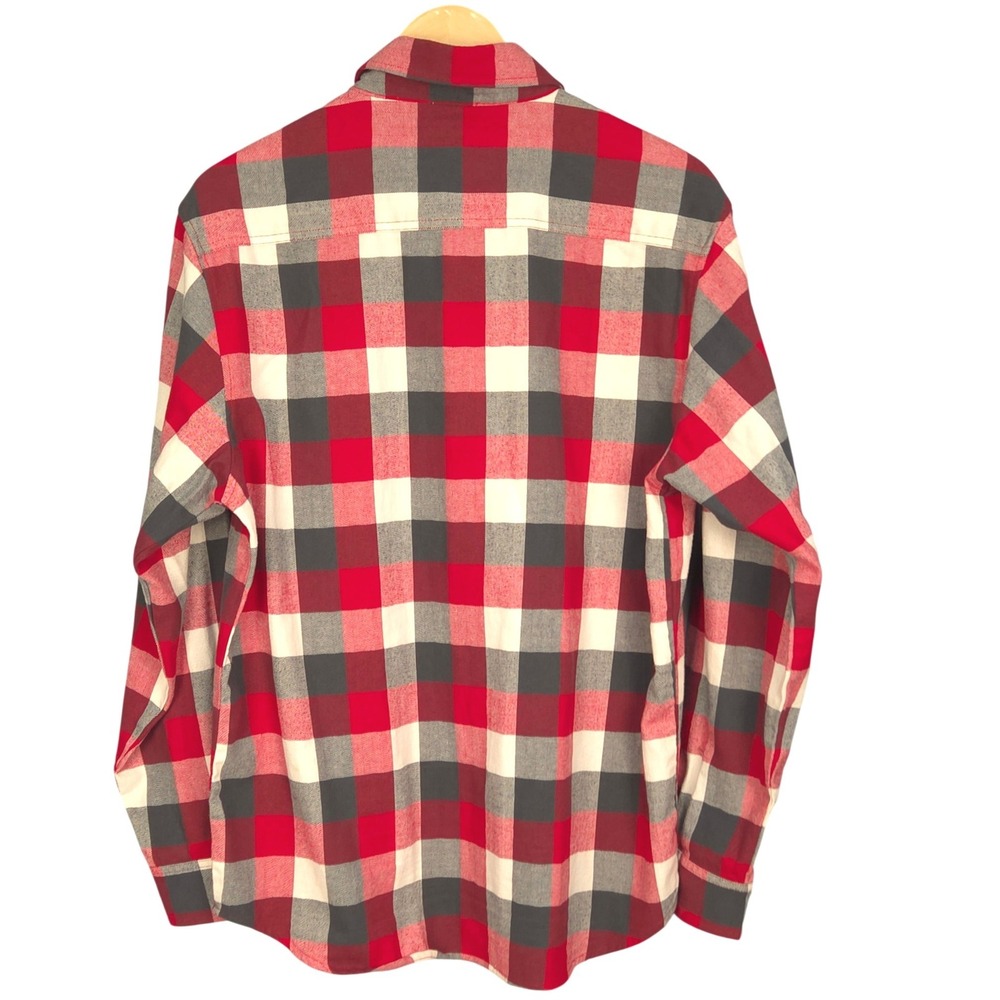 Ohio State Buckeyes Flannel Shirt Mens Medium Red Gray White Plaid Long Sleeve - Picture 3 of 8